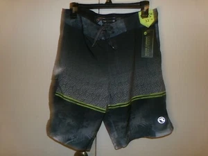NWT Ocean Current Stretch Boardshorts 32 Gray One Side Pocket 100% Polyester - Picture 1 of 3