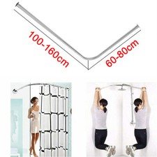 DOCCIA in ACCIAIO INOX allungabile Binario Per Tenda Rod Bagno Forma L Curve pole UK