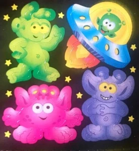 SPACE MONSTERS, ALIENS, UFO Kromekote Sandylion Stickers - 1 square Vintage - Picture 1 of 1