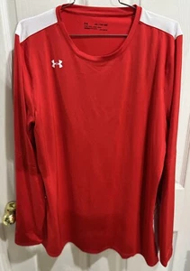NWT UNDER ARMOUR Womens Heat Gear Long Sleeve Shirt Red White Plus Size XXL - Picture 1 of 5