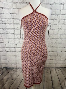 GB Midi Dress Women's Medium Multicolor Rayon Blend Spaghetti Strap Halter Neck - Picture 1 of 8
