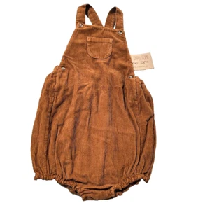 NEW Childrens Overall Romper Corduroy Rust Pocket 7-8 Yr Simple Life Sustainable - Picture 1 of 13