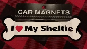 Dog Bone Magnet: I Love My Sheltie | Cars, Refrigerators | Shetland Sheepdog - Picture 1 of 1