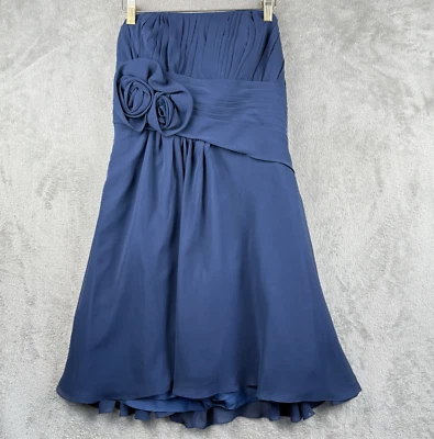 Vestido de Dama de honor David's para mujer 14 azul marino sin tirantes de gasa floral Foto 1 de 4