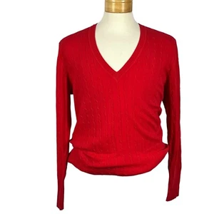 Old Navy Men's Red Long Sleeve V- Neck Pullover Cotton Cable Sweater Size XXL - Picture 1 of 24