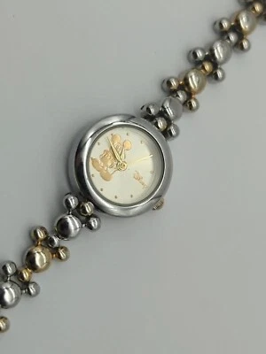 MICKEY MOUSE DISNEY VINTAGE SILVER GOLD TONE BRACELET METAL WATCH HEAD AX21 - Image 1 of 4