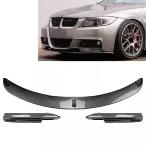 US Front Bumper Spoiler Lip+Side Splitter Cover Trim For BMW 3 Series E90 Carbon - Picture 1 of 7