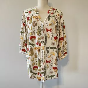 Hope Springs Top Size Large Maximalist Floral Mushroom Magic Woodland Fairy - Picture 1 of 5
