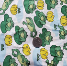 2 Yds Leaping Frogs Sitting On Lily Pads Sewing Fabric Thinner Vintage Texture