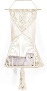 Macrame Cat Hammock Hanging Macrame Cat Bed, Large Cat Decoration 19.7" W x 39"L - Picture 1 of 3