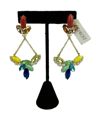 NEW Lulu Frost Faux Pearl and Crystal Chandelier Earrings Marked LF Style E491 - Image 1 of 4