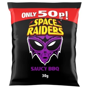 Full Box of 36 Packs x 30g Bags Space Raiders Saucy BBQ Flavour Only £16.95 - Picture 1 of 2