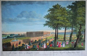 HAMPTON COURT Royal Palace sehr schöne Ansicht Kupferstich ca. 1790 Original - Picture 1 of 1