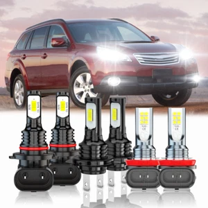 Fit Subaru Outback 2010-2014 6x LED Headlight Fog Light Bulbs Combo Kit 6000K - Picture 1 of 16