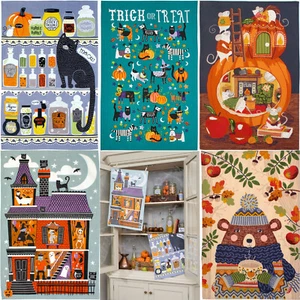 Ulster Weavers Halloween Baumwolle Geschirrtücher Trick or Leckerbissen, gruseliges Haus, Kürbis - Bild 1 von 15