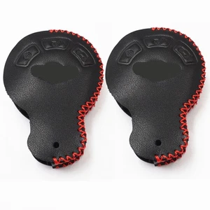 2Pcs Black Leather For Mini Cooper R55 R56 R57 R58 3 Buttons Key Case Fob Cover - Picture 1 of 4