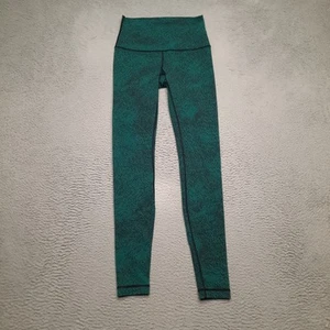 Lululemon Pants Women's 8 Wunder Train Tight Legging HR Green Black Speckle Yoga - Picture 1 of 6