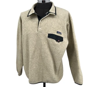 Patagonia Synchilla Snap-T Fleece Pullover Oatmeal Heather and Black Size XL - Picture 1 of 8