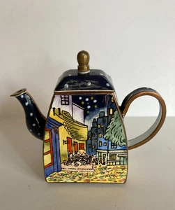 Vintage Kelvin Chen Miniature Enamel Teapot Vincent #614 Cafe Terrace at Night - Picture 1 of 16