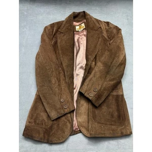Vintage BERMANS brauner Wildleder Leder Blazer Jacke Made in Mexico Größe 46 - Bild 1 von 6