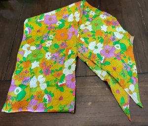 Vintage psychedelisch 60er Jahre Hippie Kopftuch Gürtel bunt gelb rosa orange 8,5x74" - Bild 1 von 3
