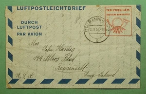 DR WHO 1951 ALEMANIA AEROGRAMA MANNHEIM FRANQUEO PAGADO A EE. UU. w22530 - Imagen 1 de 3