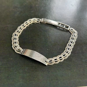 Gepunzt STERLING SILBER 925 Stab Gliederkette ID Armband 18,5 cm Vintage 1976 - Bild 1 von 12