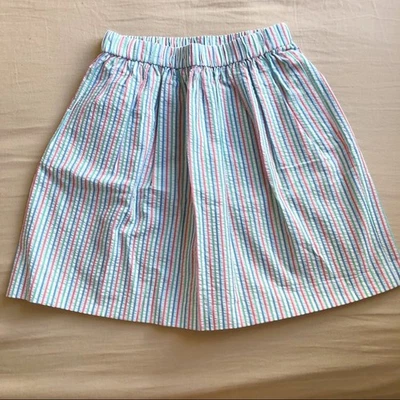 NUEVO CON ETIQUETAS J.Crew Falda Seersucker a Rayas Arco Iris Pastel Talla 12 de Fábrica Foto 1 de 4