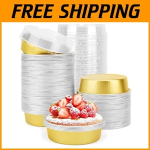 100 Stück Einweg 4" Mini Tarte Pfannen mit Deckel - Bild 1 von 8