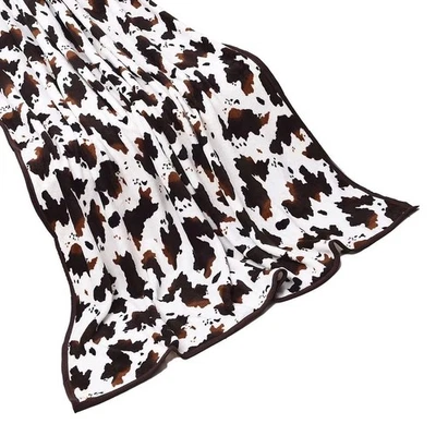 Brown White Cow Print Fleece Throw Blanket Soft Fuzzy for Couch Bed Mom Gift - Image 1 of 4