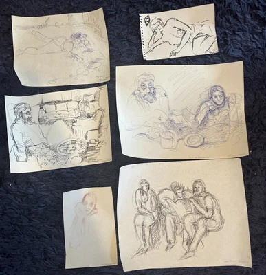 Lot of 6 Estate Drawings Jean Boxer-Hammer (1927-2022) Figures Portraits NY - image 1 of 4