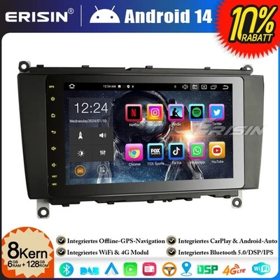 8-Kern 6G+128GB Android 14 Autoradio GPS Navi Mercedes CLK-Klasse W209 C209 A209 - Bild 1 von 4