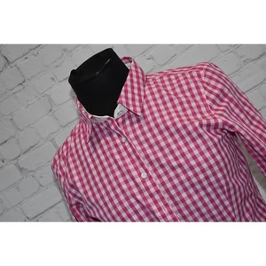 Brooks Brothers Dress Shirt Womens Size 4 Pink White Plaids Cotton Red Fleece - Picture 1 of 6