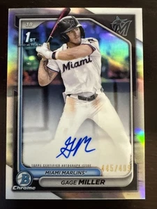 2024 Bowman Draft Chrome Gage Miller #CPA-GM 1st Bowman Refractor Auto /499 - Bild 1 von 2
