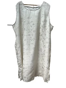 Ulla Popken Off White Cream Sleeveless Dress A-Line Sheath Sz 28/30P Midi Floral - Picture 1 of 6