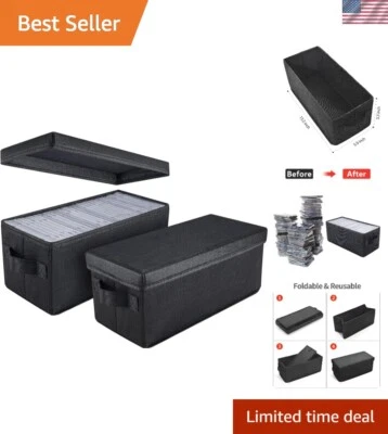 Contenedores de almacenamiento de CD apilables duraderos - Juego de 2 | Elegante diseño negro Foto 1 de 4