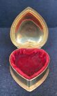 Vintage Heart Shaped Jewelry/Trinket Box Gold Tone Design Red Felt Lining