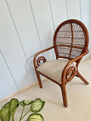 Sillón Ficks estilo caña bambú ratán-brazo circular doblado-silla de comedor club Foto 1 de 4