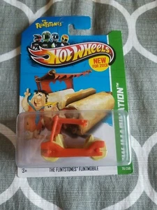 Hot Wheels The Flintstones Flintmobile 2013 naranja y tostado 70/250 excelente tarjeta  - Imagen 1 de 4