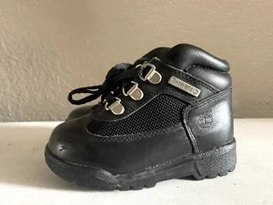 Timberland Black Leather Field Boots 15806 Hiking Outdoor Toddler Boy SZ 7.5 EUC - Picture 1 of 8