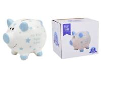 My First Piggy Bank Large Ceramic Change Pig Money Box Keepsake Savings Blue