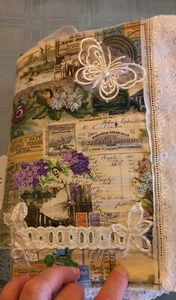 junk journal book handmade. Vintage lace and papers. 2 signatures. 14 pages each - Bild 1 von 12