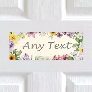Personalised Any Name / Text METAL Floral Door Sign Plaque. Wall Decor Gift Idea - Picture 1 of 5