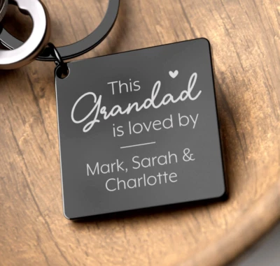 BEECREATIVEDESIGN Grandad Keyring Personalised Grandad Birthday Fathers Day Gift Black Keychain