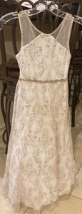 Rare Editions girls kids size 7 evening gown. ivory and gold sparkly - Picture 1 of 3