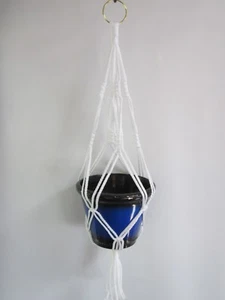 MACRAME PLANT HANGER 24 inch Vintage Style White - Choose Color  - Picture 1 of 18