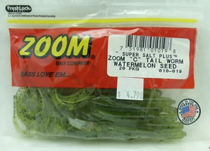 Zoom Baits Super Salt Plus C Tail worm watermelon seed - Picture 1 of 2
