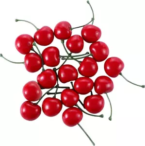 20Pcs Red Artificial Cherries, Fake Fruit Decor Simulation Cherry Model Lifelike - Picture 1 of 6