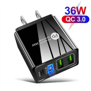 Black 4 Port USB Wall Charger USB Fast Quick Charge QC 3.0 Power Adapter Plug US - Picture 1 of 12