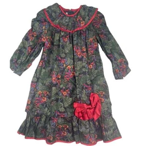 ZOE Ltd. girl's holiday Christmas dress, size 5, festive, green and red, bow - Picture 1 of 18